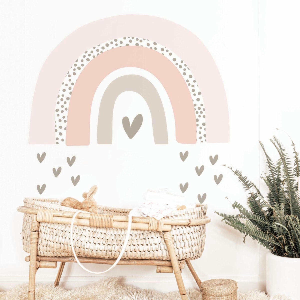 RAINBOWS1 - Stickers mureaux en vinyle arc en ciel rose et gris tourterelle