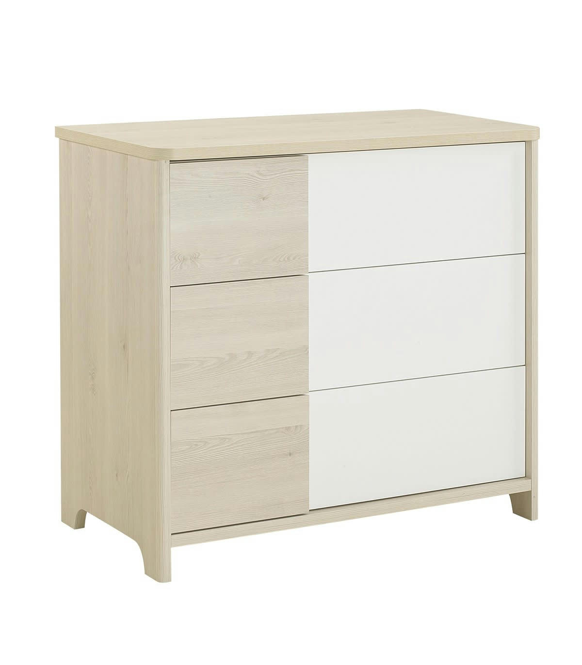 SACHA - Commode 3 tiroirs bois et blanc Enfant - 95 x H91cm