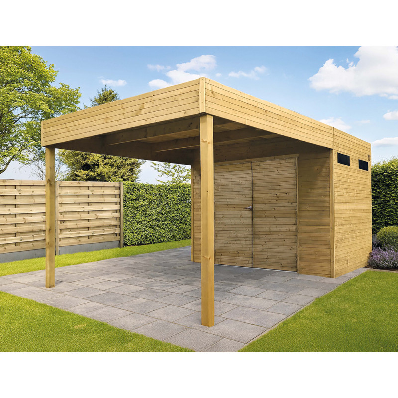 Abri de jardin en bois Palermo traité 19 mm 2,99 x 2,91   2,87 m SOLID