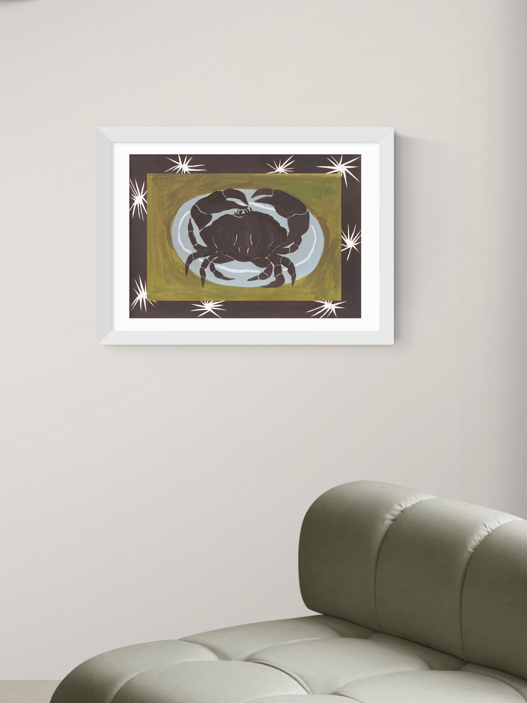 East End Prints White Crab Cancer Star Sign Wall Art Print by Jazmine Joye