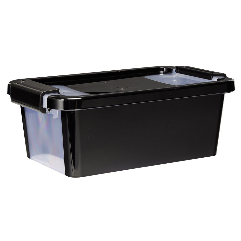 BoÎte de rangement avec couvercle noir transparent 4L