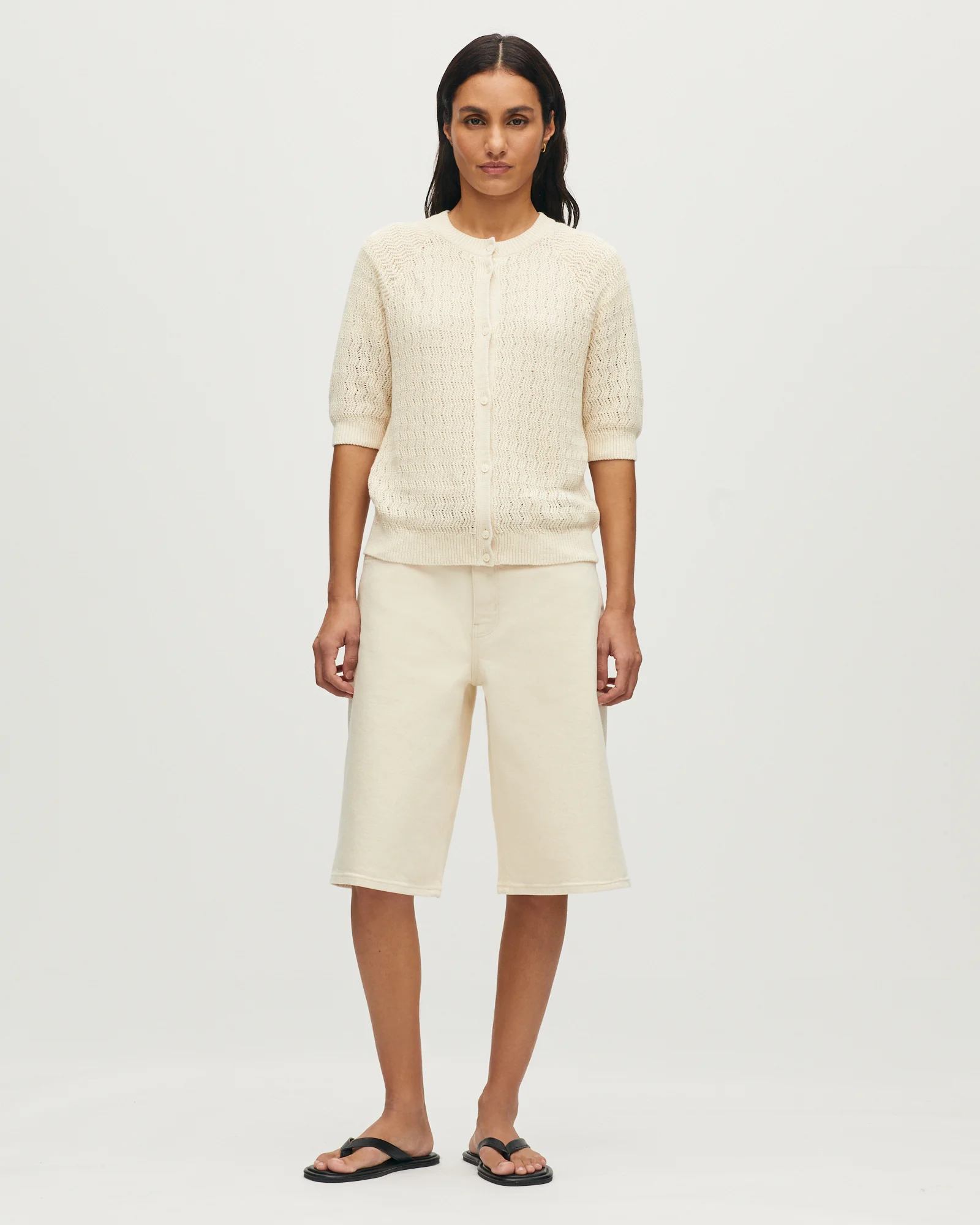 Cardigan manches courtes en lin