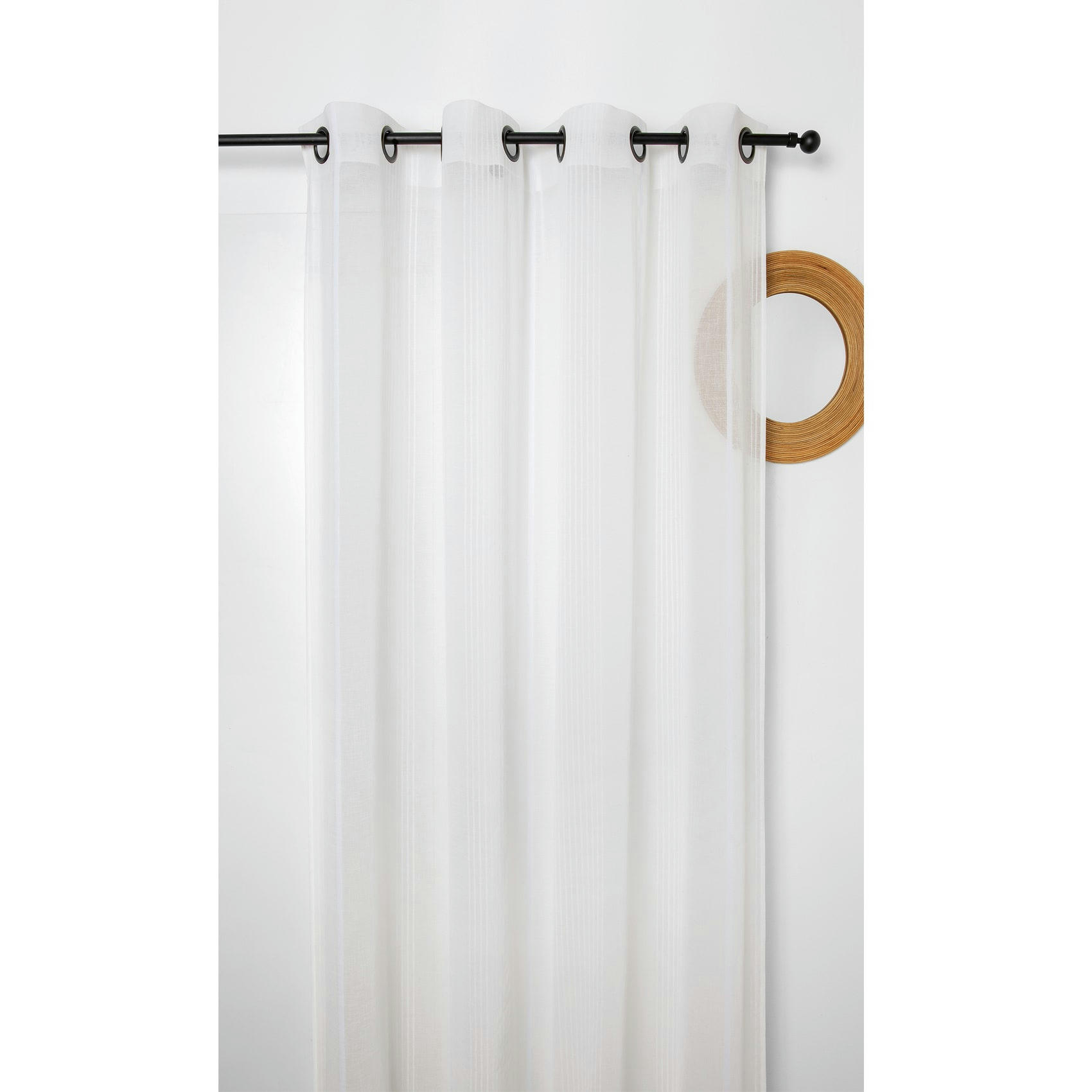 - Voilage à rayures antibes polyester blanc 155x280 cm