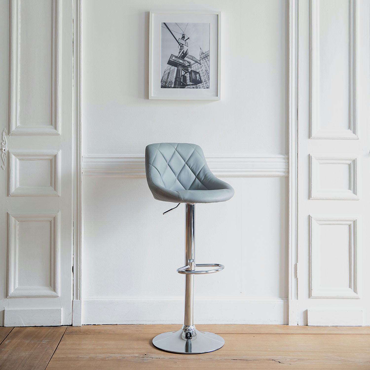 JASPER - Tabouret de bar en simili cuir gris