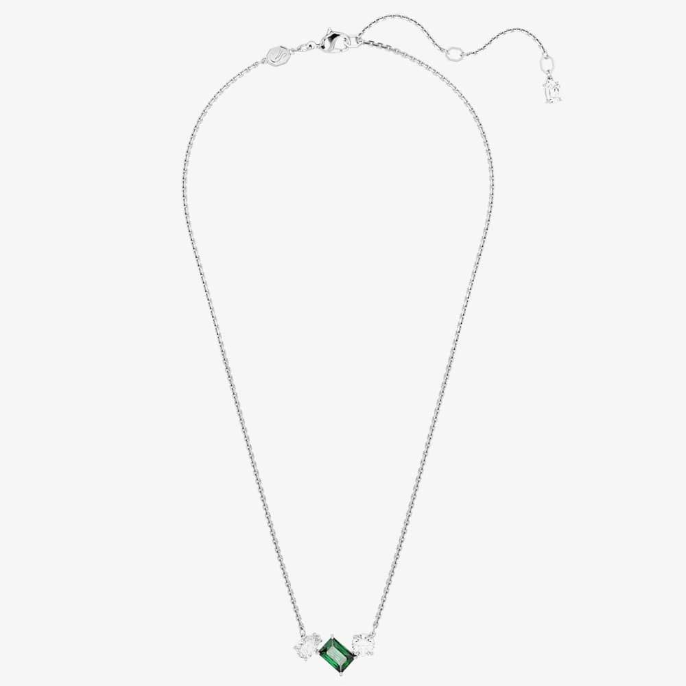 Swarovski Mesmera Green Mixed Cuts Rhodium Plated Necklace 5668278