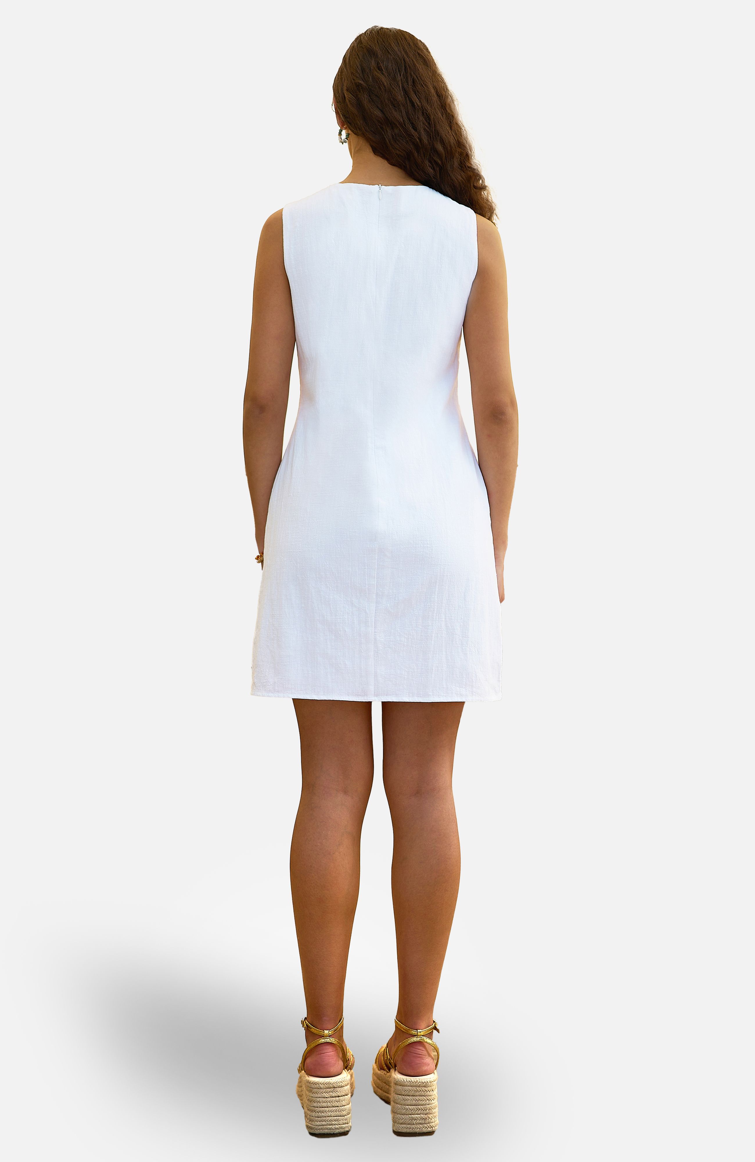 Yumi Viscose Button Detail Shift Dress