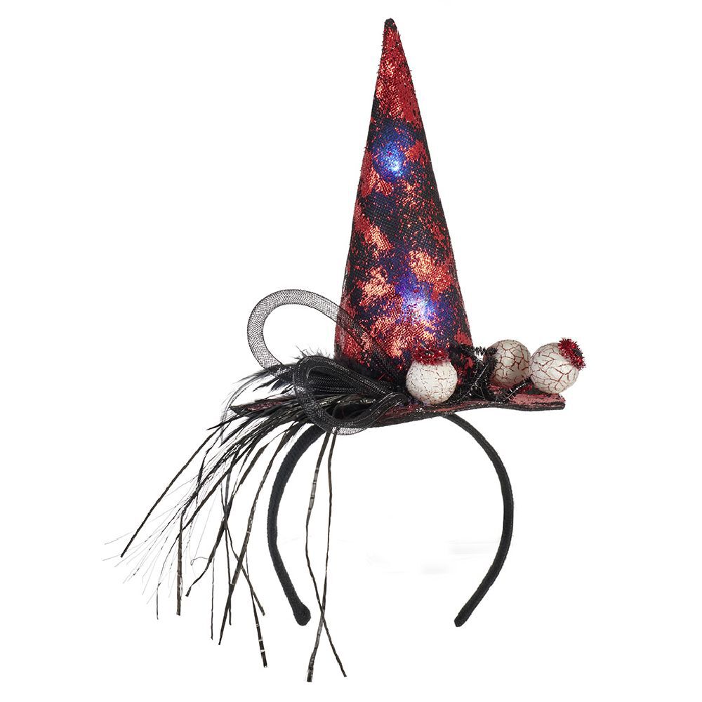 Serre tête chapeau et yeux globuleux lumineux Halloween