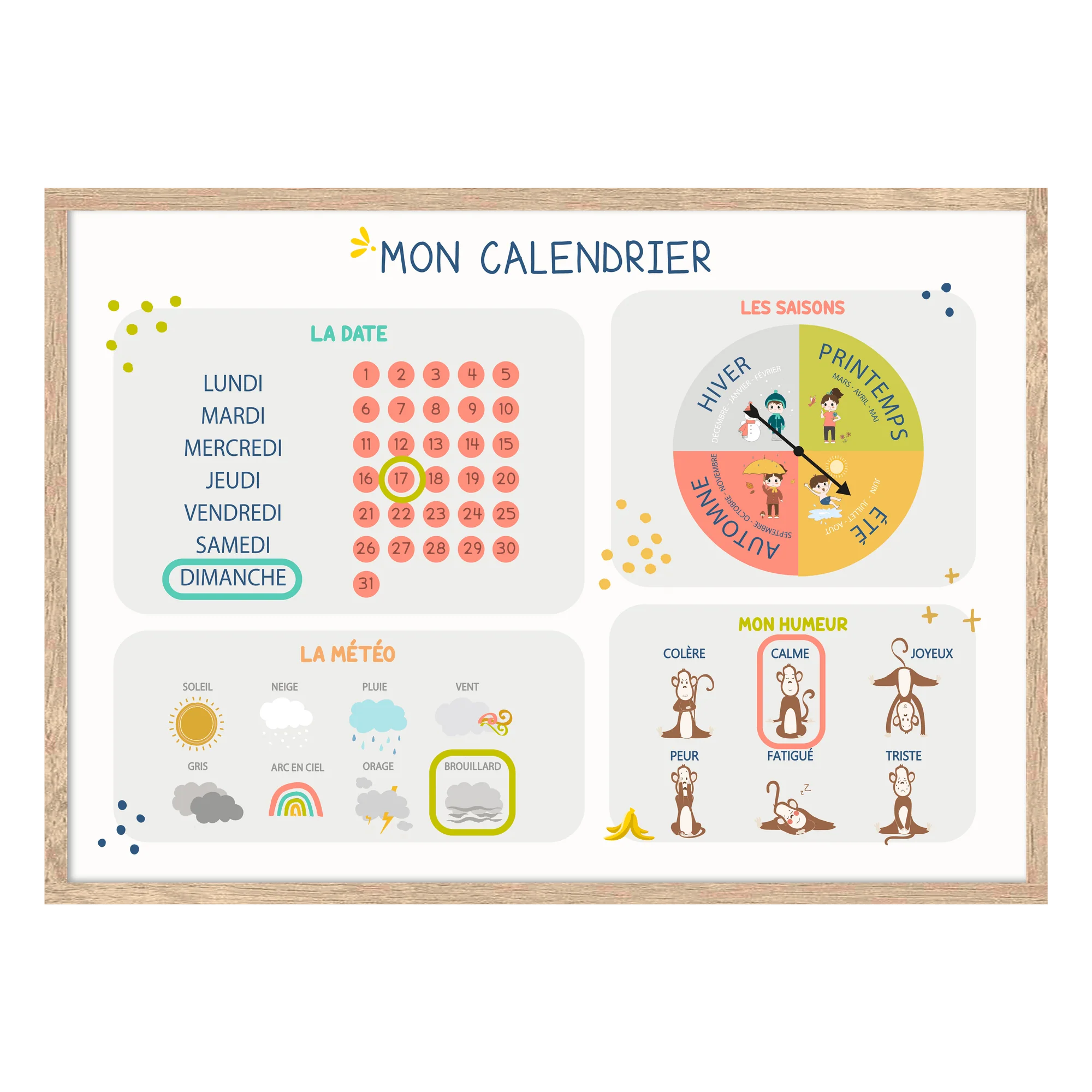 4MURS Tableau embelli MON CALENDRIER PERPÉTUEL multicolore