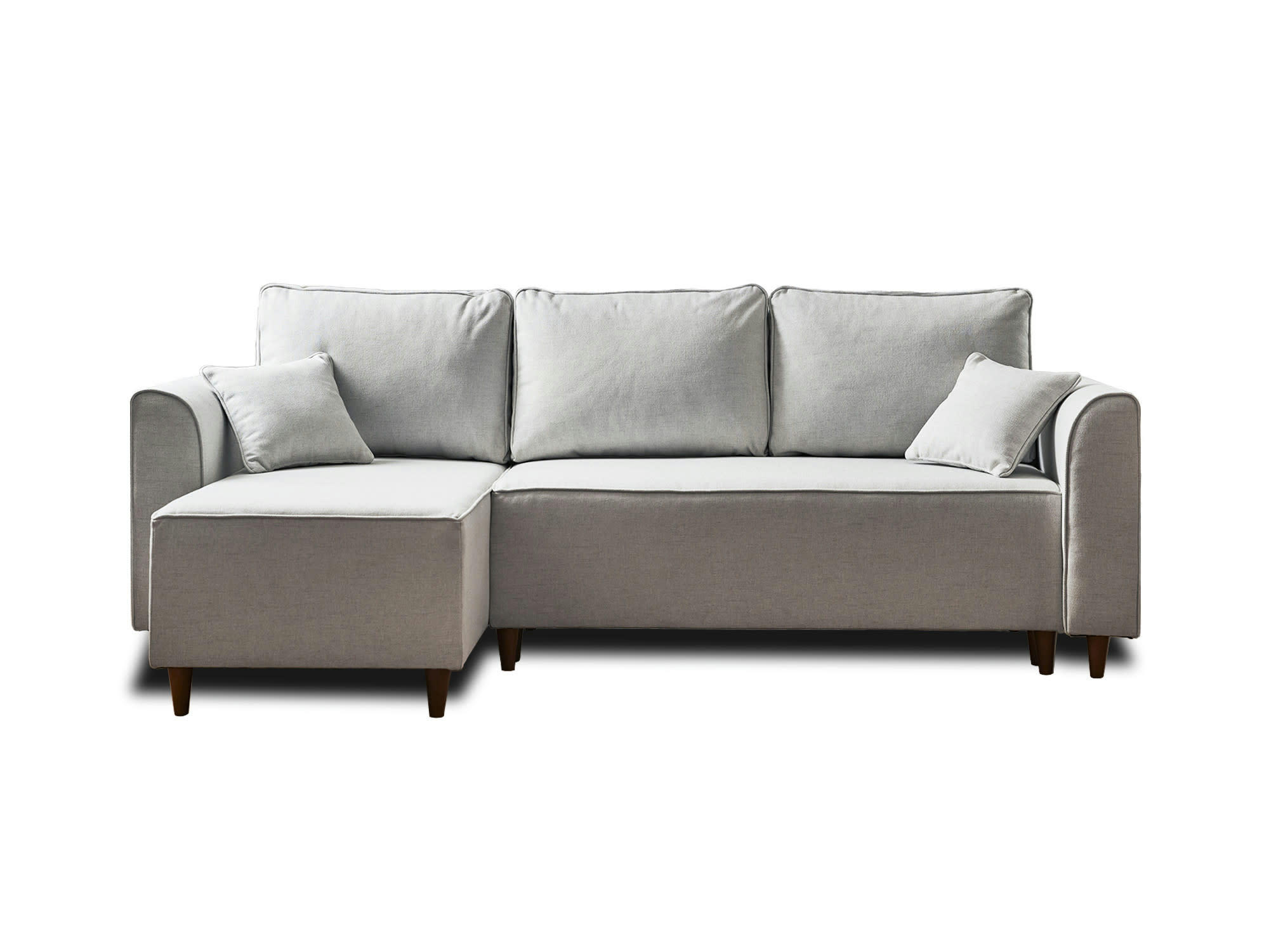 SAPHIR - Canapé d'angle réversible convertible 4 places en tissu gris clair