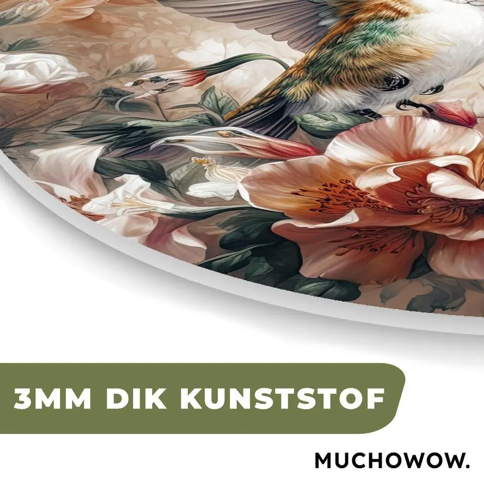 MuchoWow Wand decoratie 40x40cm Kolibrie Vogels Bloemen