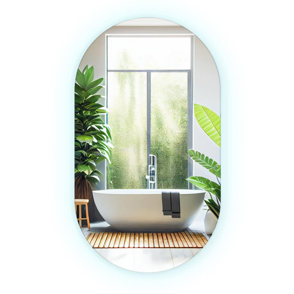 Podłużne Led Lustro Owal Do Sypialni Dekoracyjne 80x46 cm