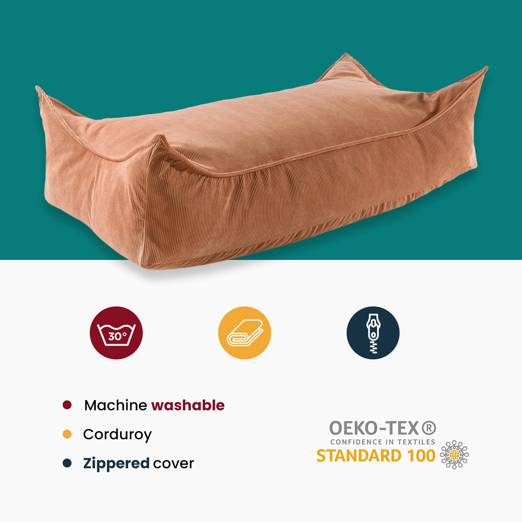 - MeowBaby® Pouf en Velours Côtelé Rectangulaire, 60x120x35 cm, Gris