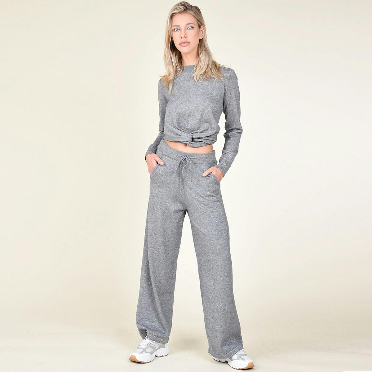 Pantalon large en maille irisée, confortable