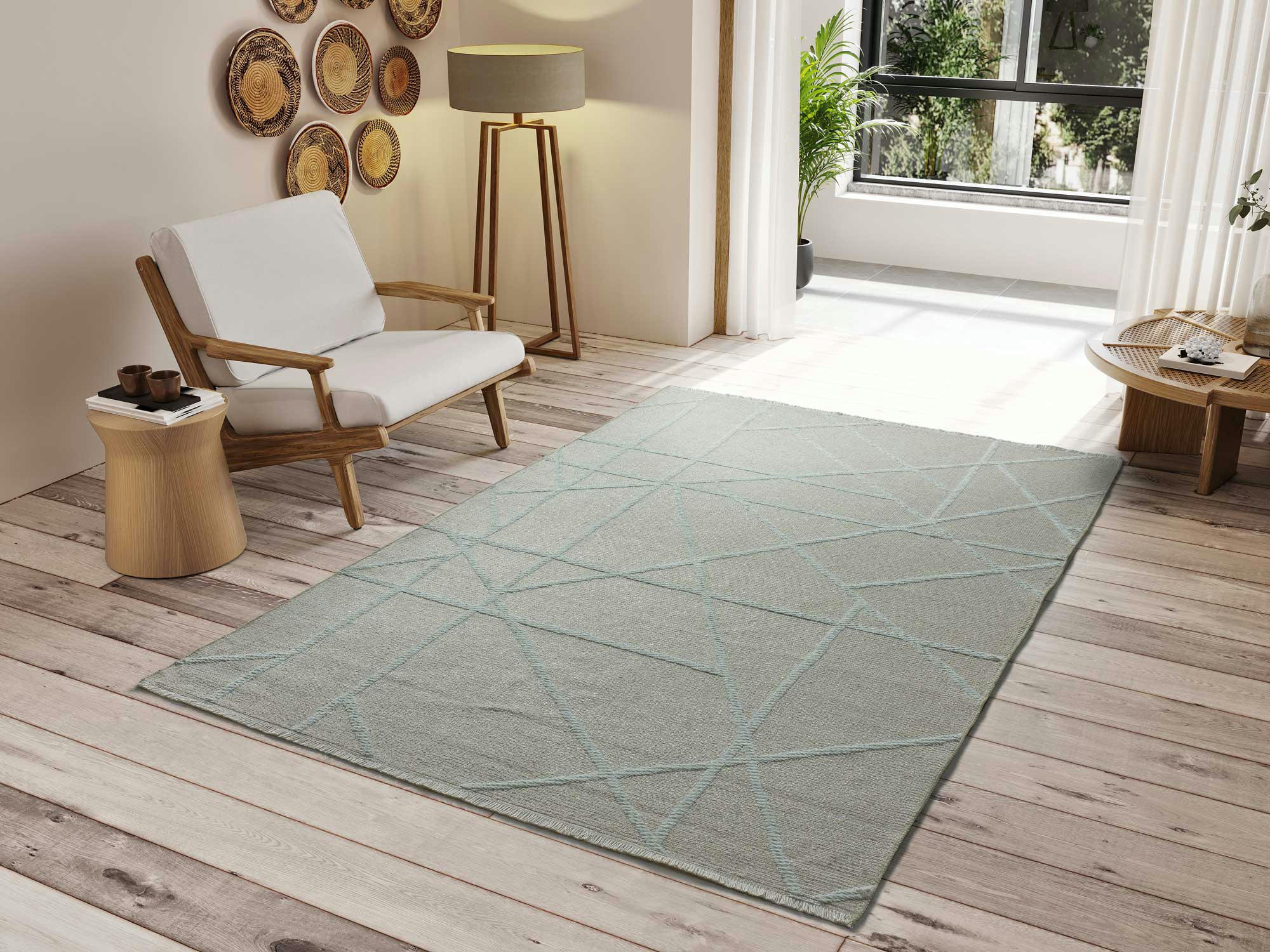 LUX - Tapis à motifs géométriques en relief crème, 80x150 cm