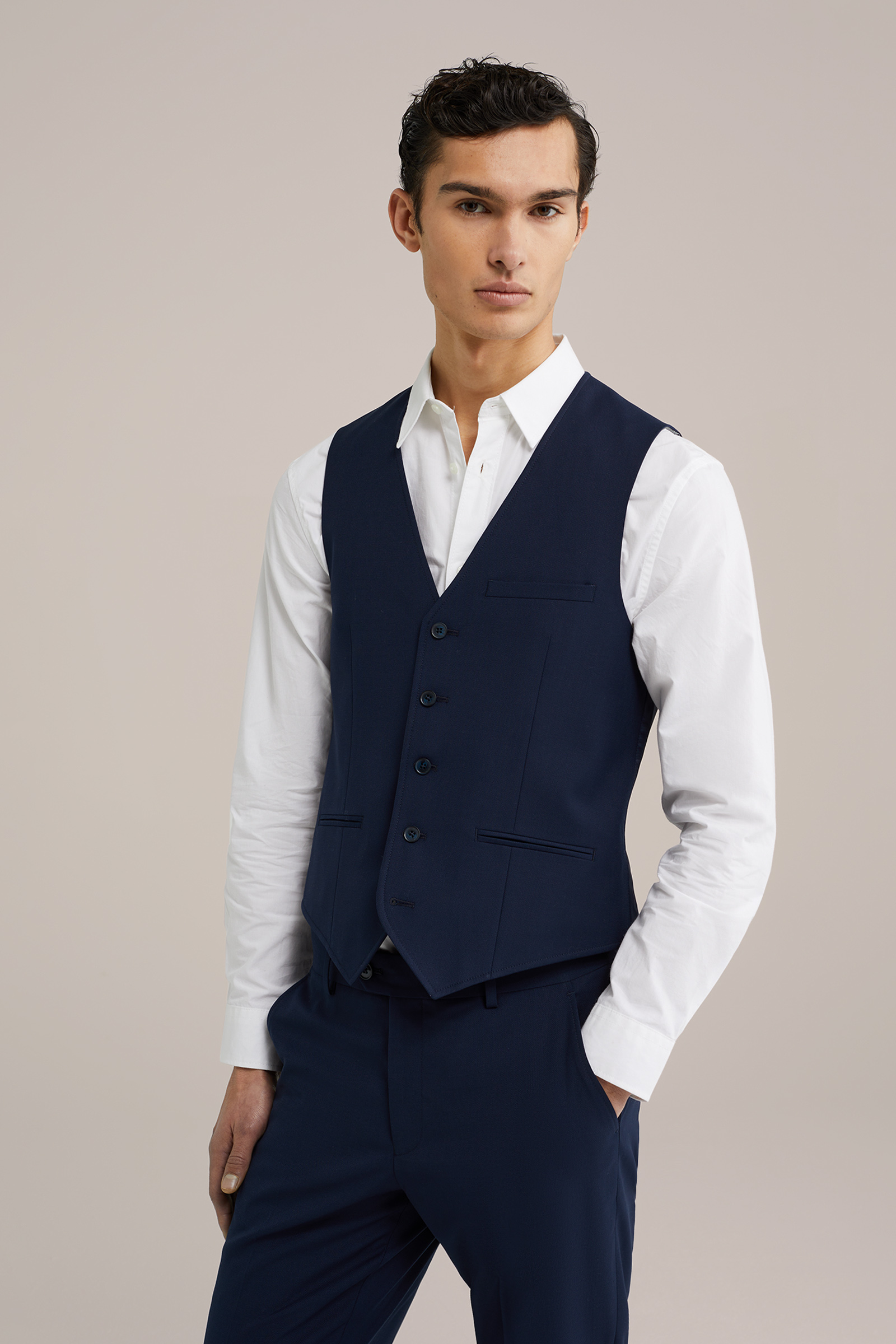 Heren Premium Slim fit gilet van wolmix