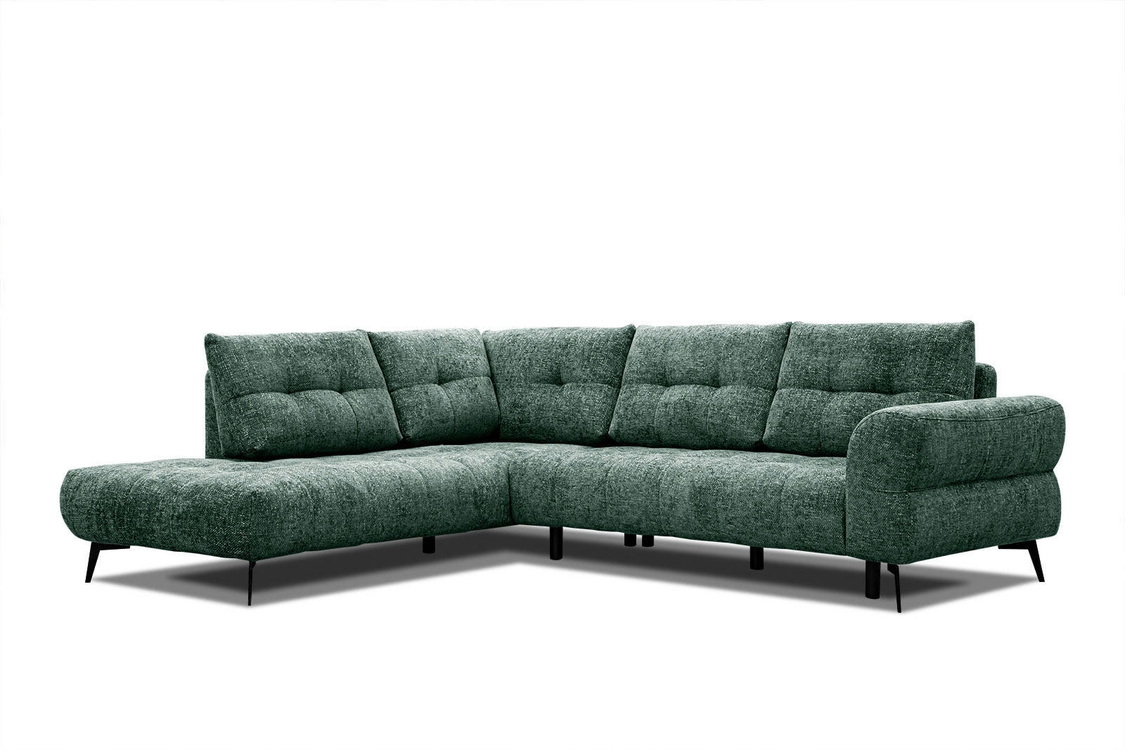 SALVINI - Canapé d'angle gauche 5 places tissu vert