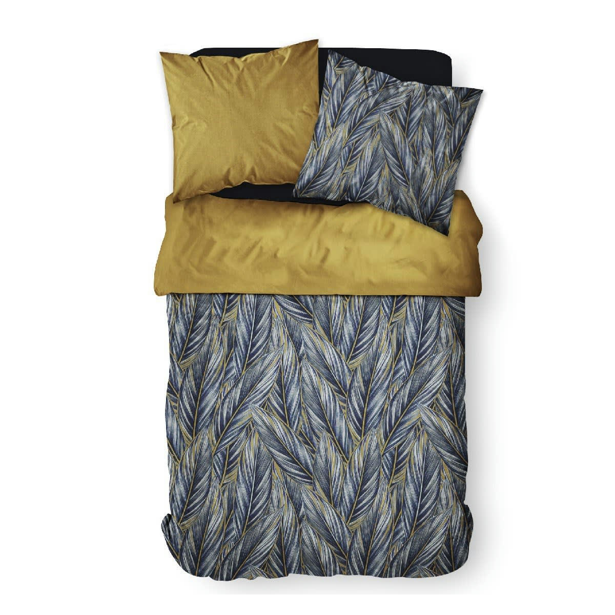 SUNSHINE - Parure de lit 2 personnes imprimé floral en Coton Bleu 240x260 cm