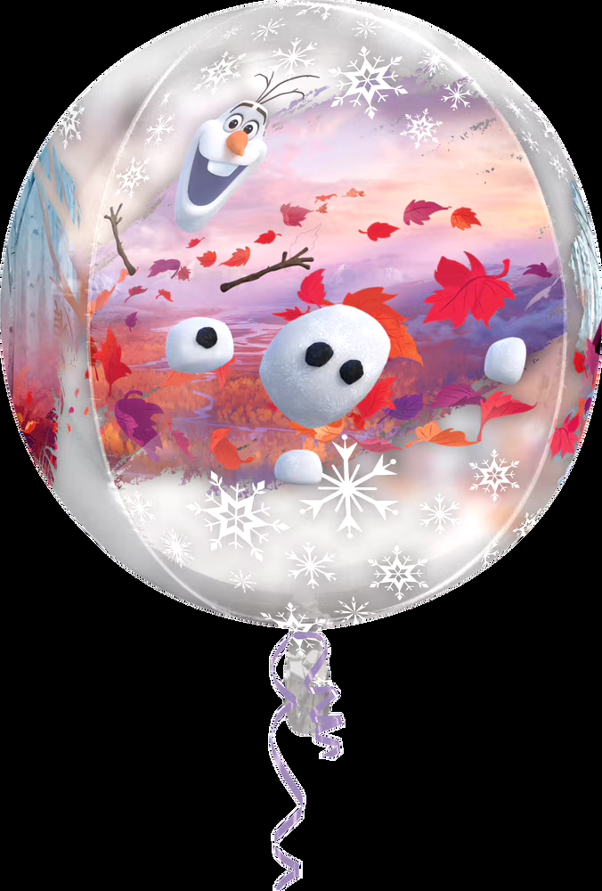 Disney Frozen Olaf Orbz Satin Foil Balloon, Silver, 16-in, Helium Inflation & Ribbon Included for Birthday Party