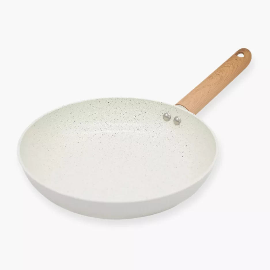 Patelnia z powłoką ceramiczną DUKA GRAN 24 cm beżowa szara aluminiowa