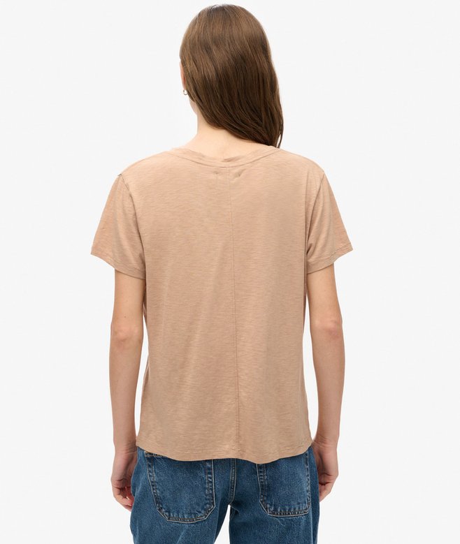 Slub Embroidered V-Neck T-Shirt