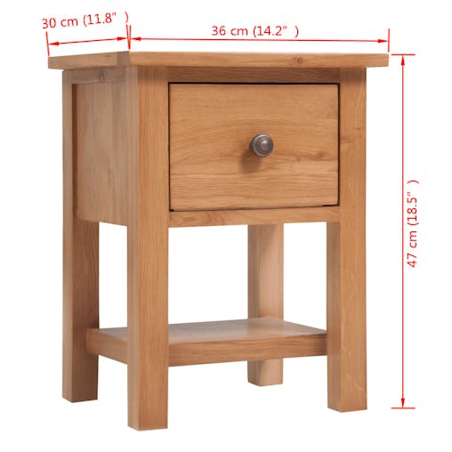 NNEVL Nightstand 36x30x47 cm Solid Oak Wood