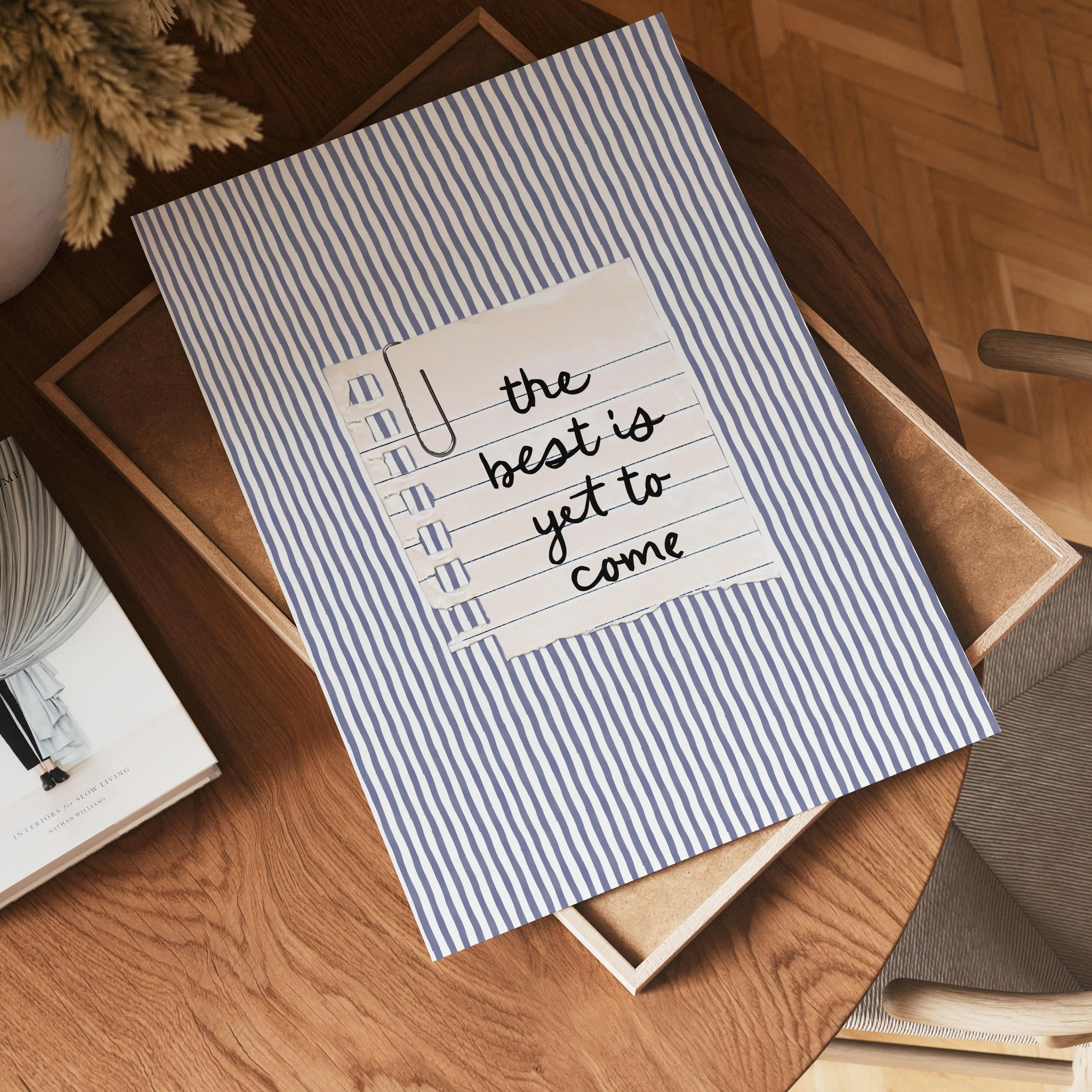 The Best Is Yet To Come Blue Striped Motivational Wall Decor Minimalist Bedroom Office Home Aesthetic Quote Poster (Digital Download)