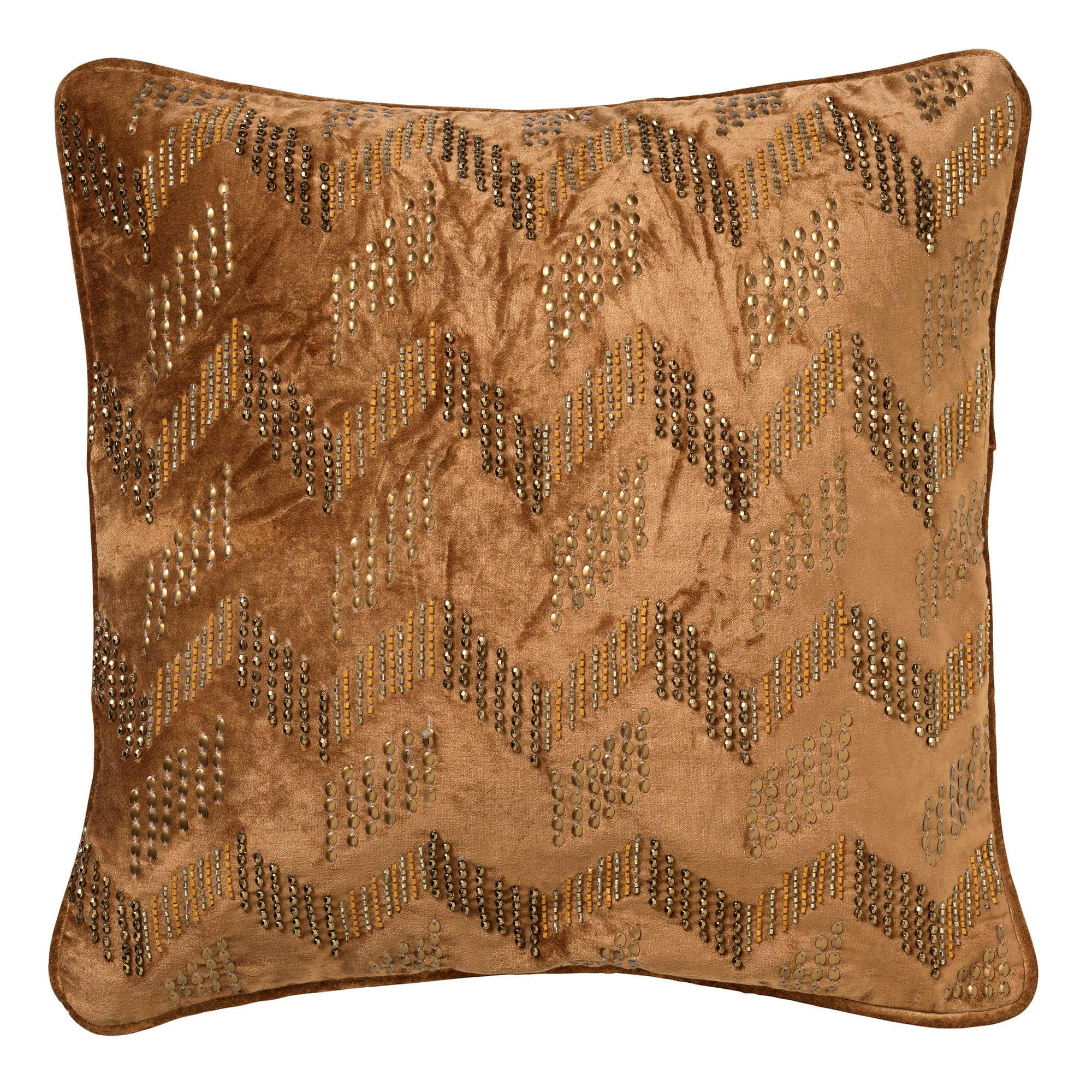 - Coussin marron en velours 45x45 cm avec motif