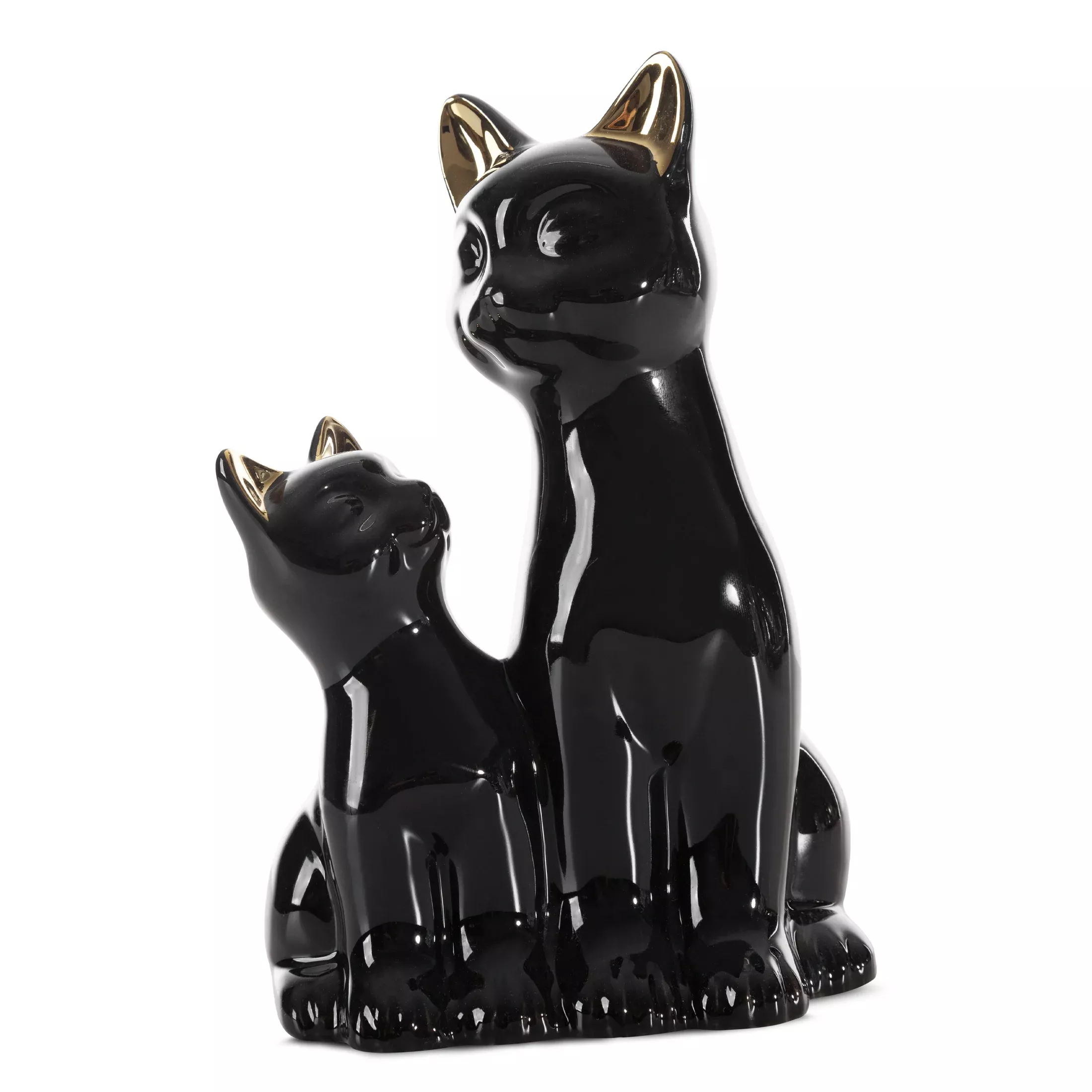 Figurka ceramiczna czarno-złota koty 15x11x22 cm