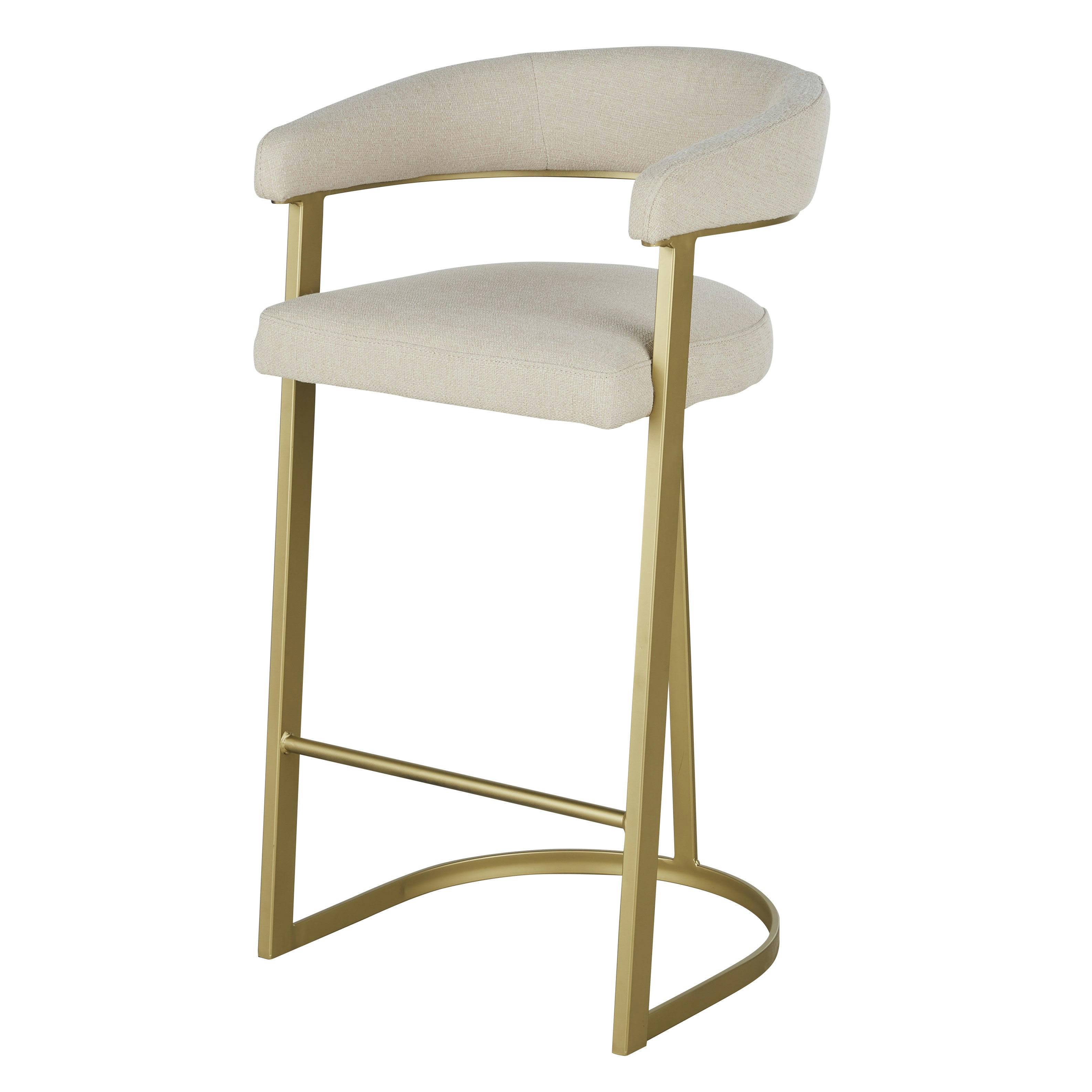 Warren - Chaise de bar beige et dorée H76