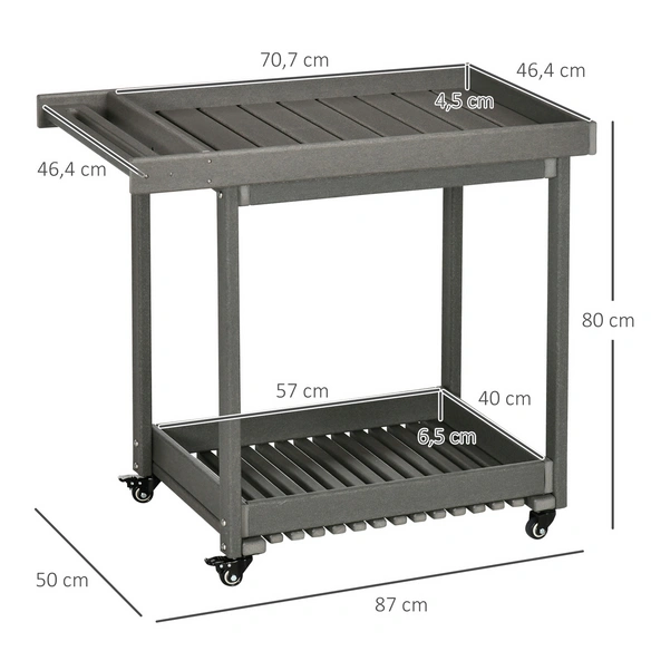 Servierwagen, HDPE, LxBxH: 87x50x80 cm, grau