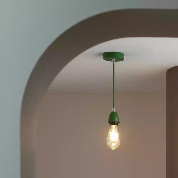 Habitat Metal Pendant Light - Green