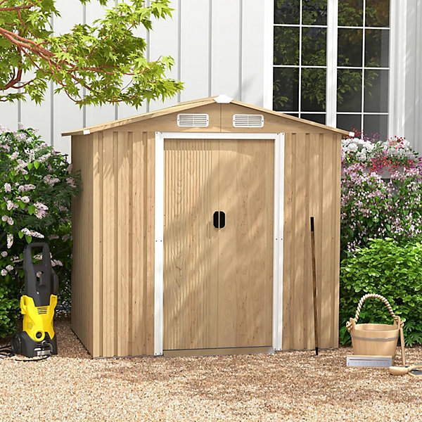 Abri de Jardin en Acier Galvanisé 2 m2 avec Portes Verrouillables Bouches d'Aération 2 Paires de Gants inclus