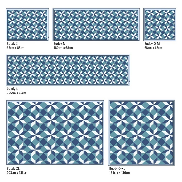 Vinyl Teppich »Napo«, BxL:180 cm x 68 cm, tuerkis|weiß|blau