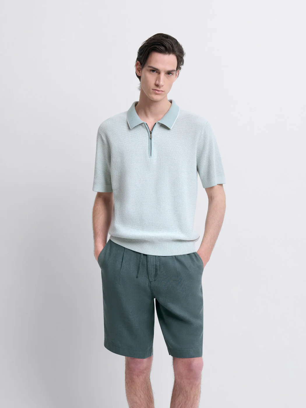 Polo  col zippé en coton bio