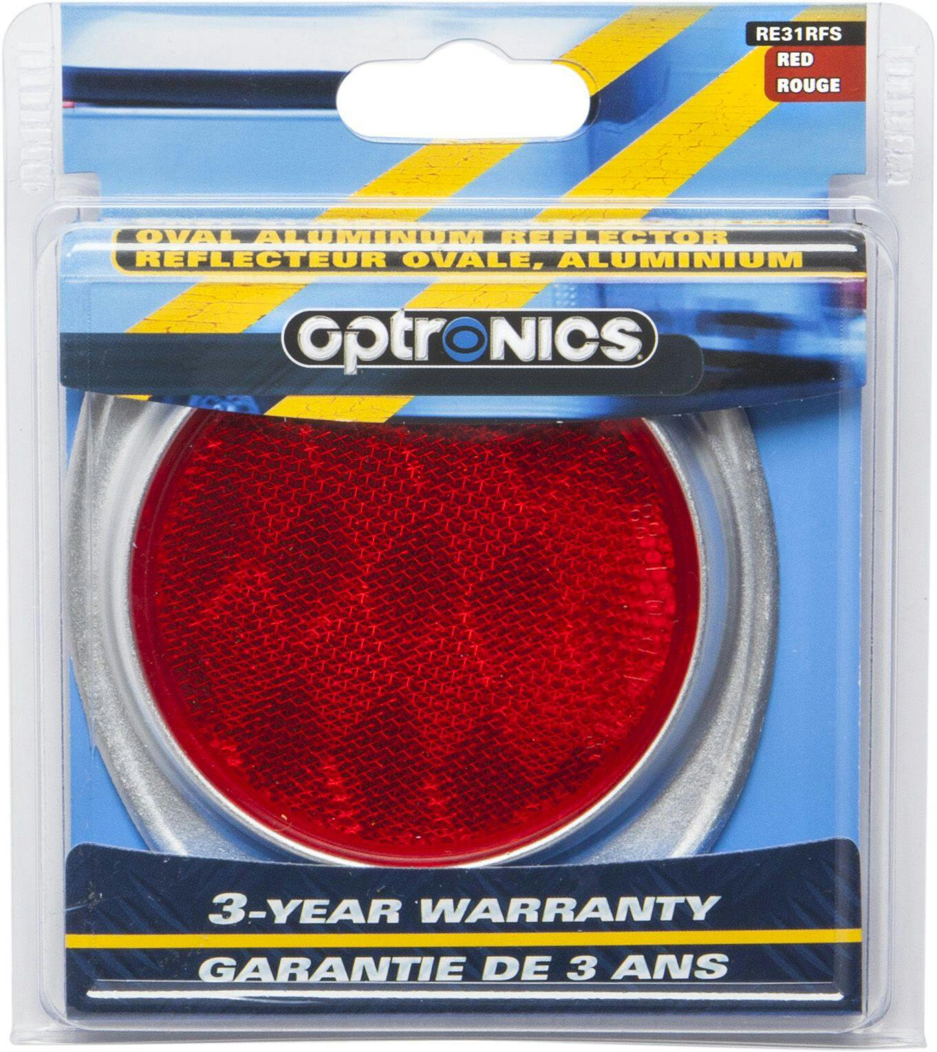 Optronics Oval Aluminum Reflector for Trailer, Red