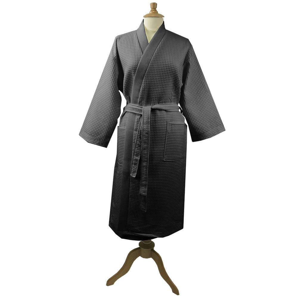 NID D'ABEILLE ARDOISE - Peignoir  pur coton anthracite XL