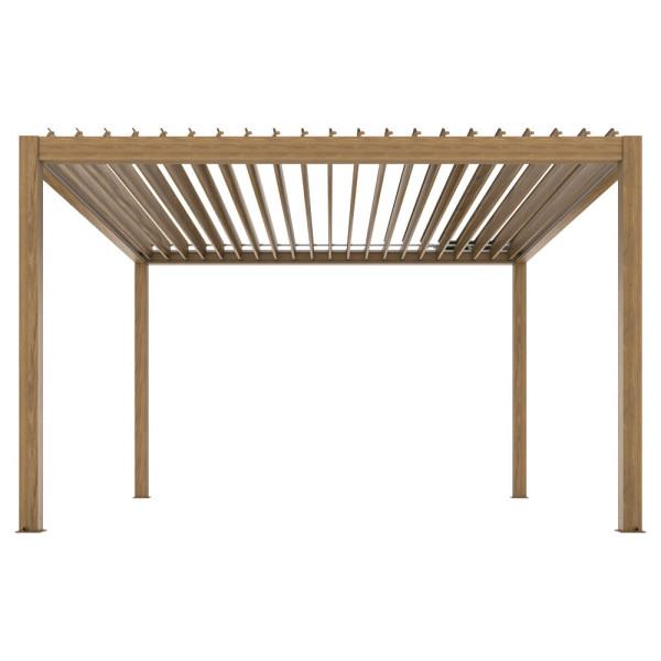 Pergola ogrodowa elektryczna Luxe 3x4m aluminiowa w kolorze drzewna