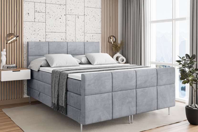 Łóżko kontynentalne - pojemnik, materac, nóżki ARDENI-FS-Z KING 120x200 cm