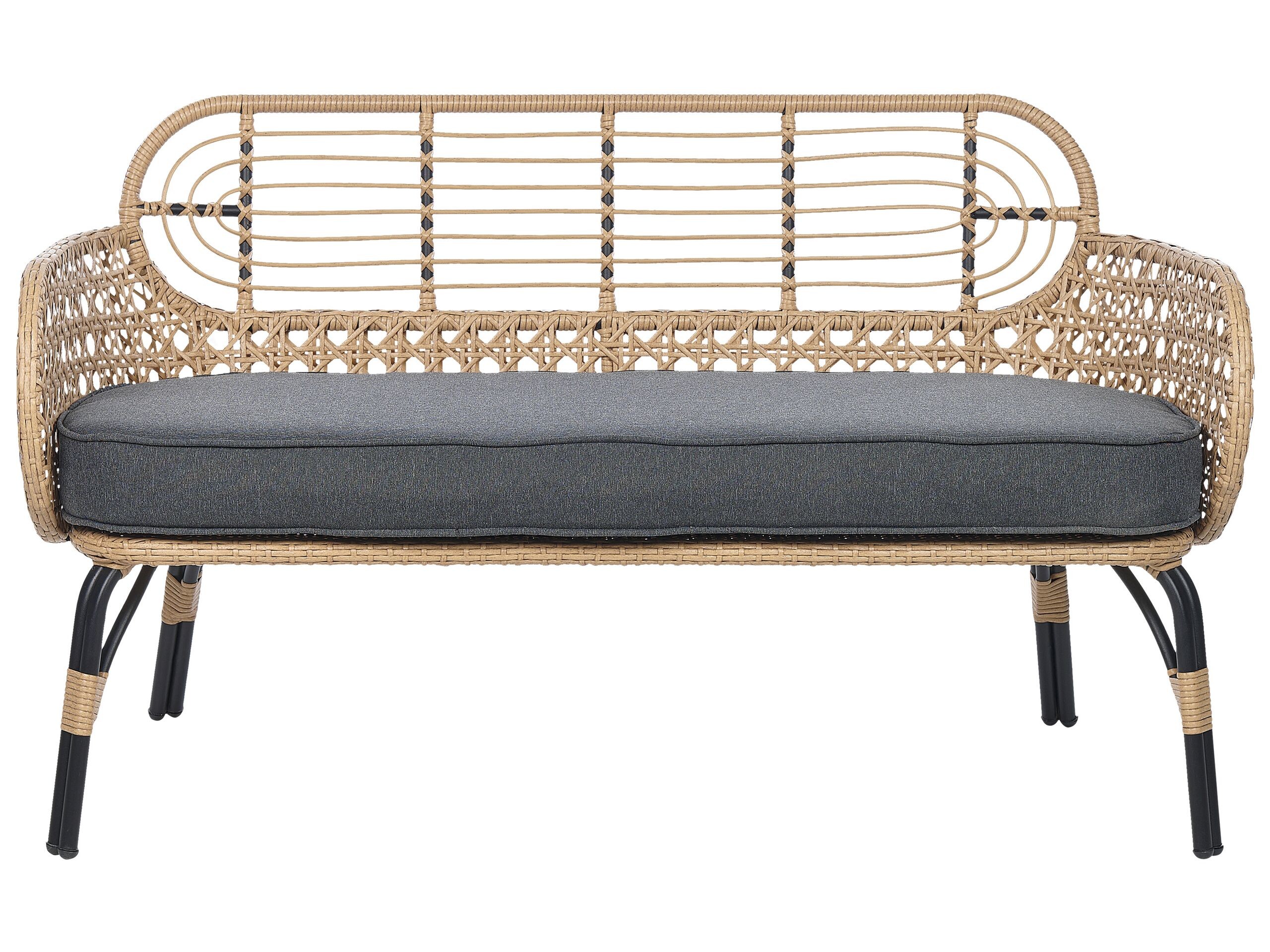 Sofa kanapa 2-osobowa pe rattan beż