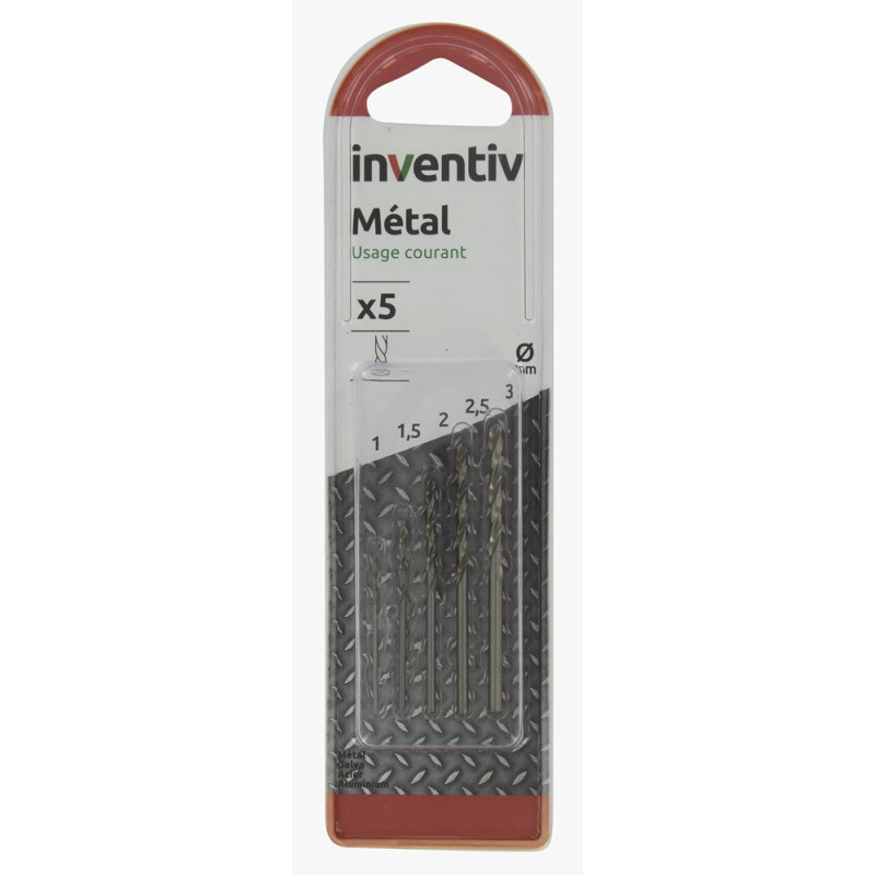 Set de foret pour métal Ø 1- 3 mm 5 pièces INVENTIV