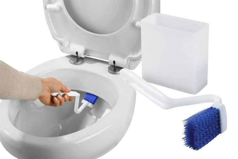 Szczotka kątowa do czyszczenia WC i pojemnik z przyssawkami