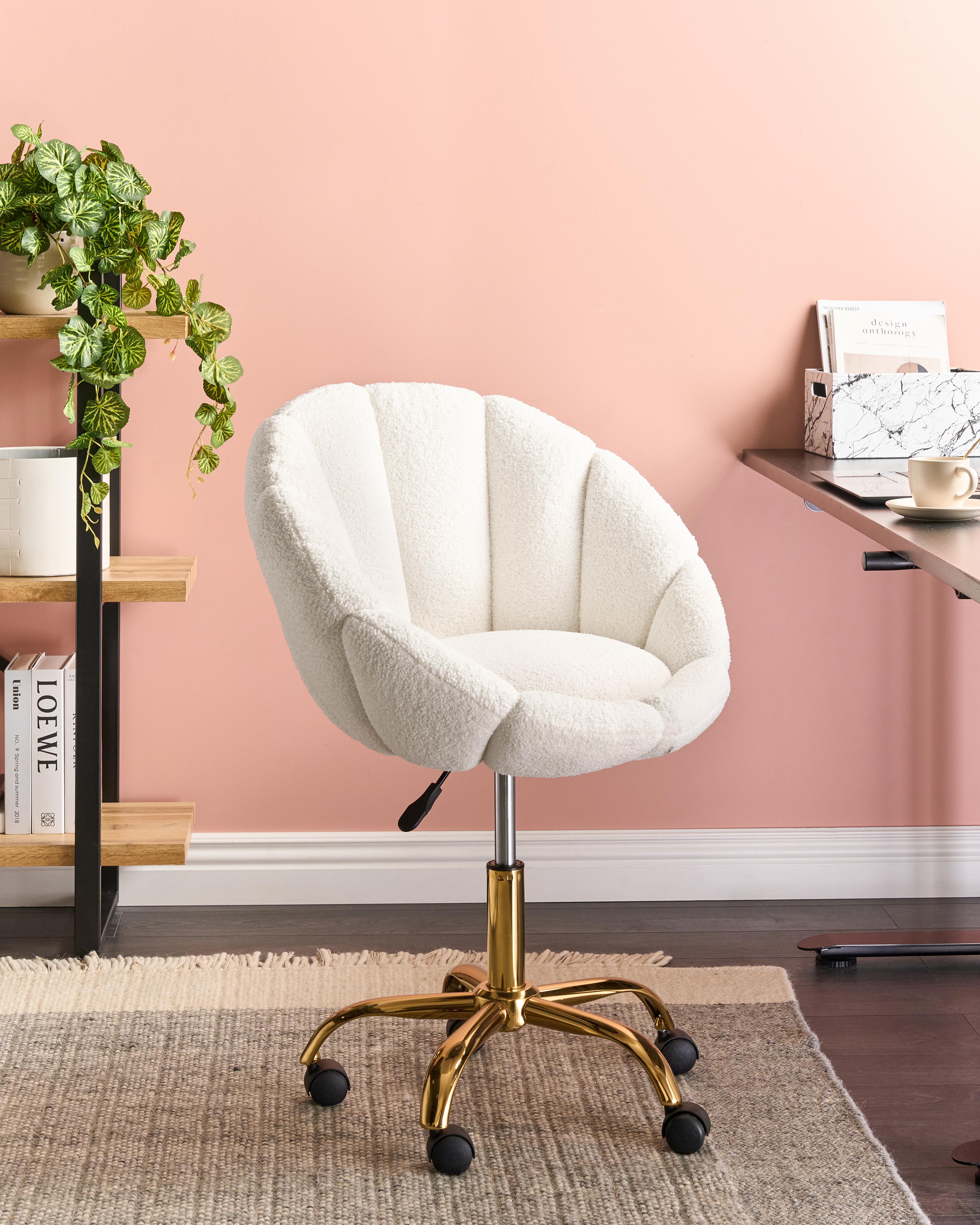 Desk Chair ANNABELLE Boucle White
