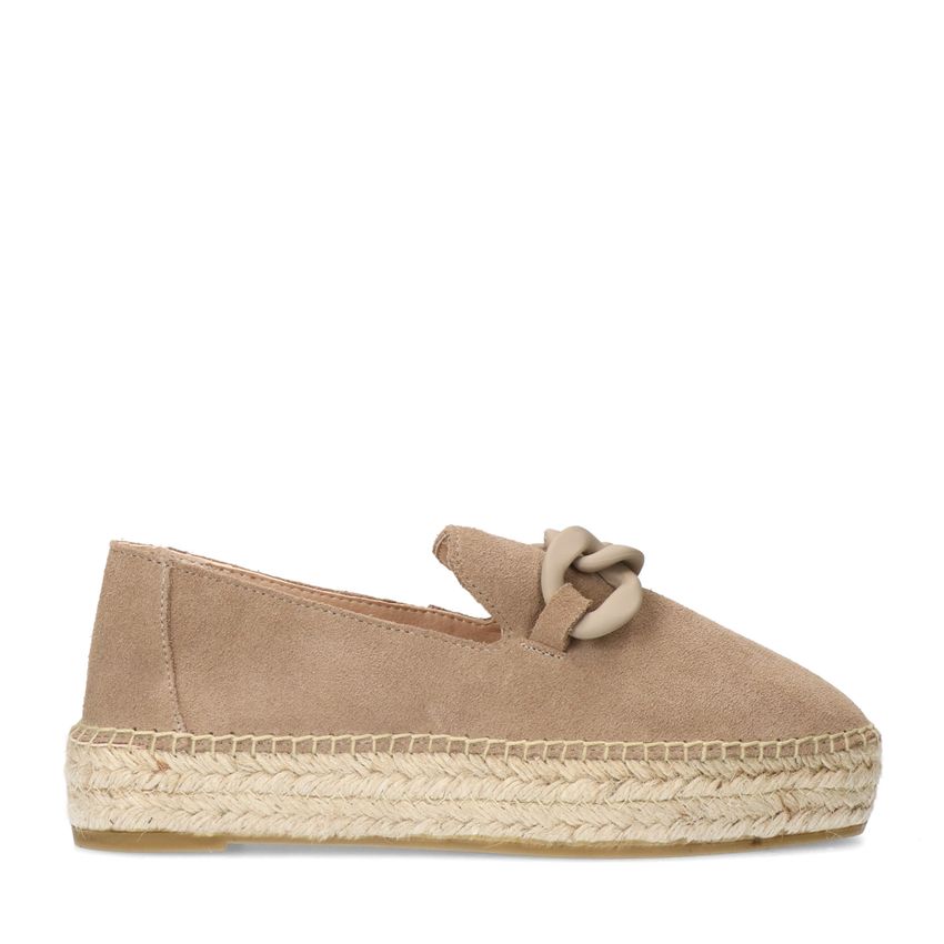 Manfield Taupe suède espadrilles met chain