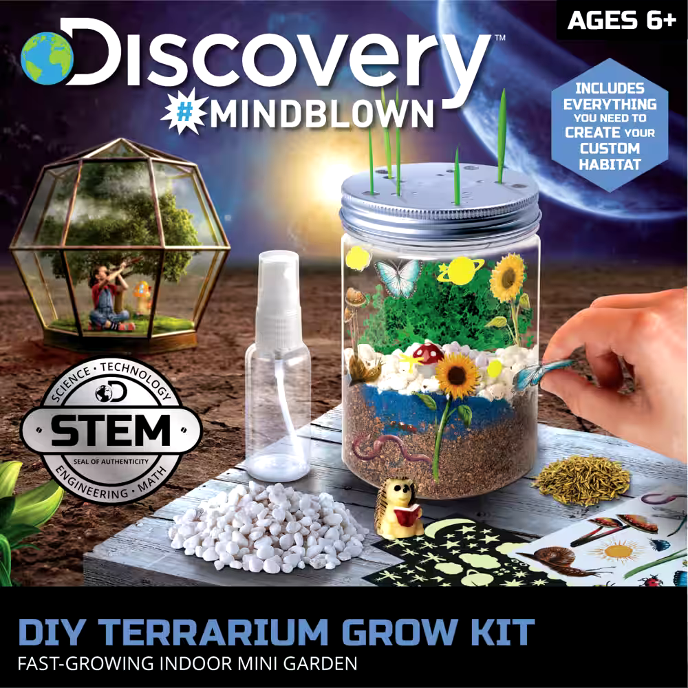 Discovery Mindblown DIY Glowing Terrarium Grow Kit, Hands-On Learning, English, Ages 6+