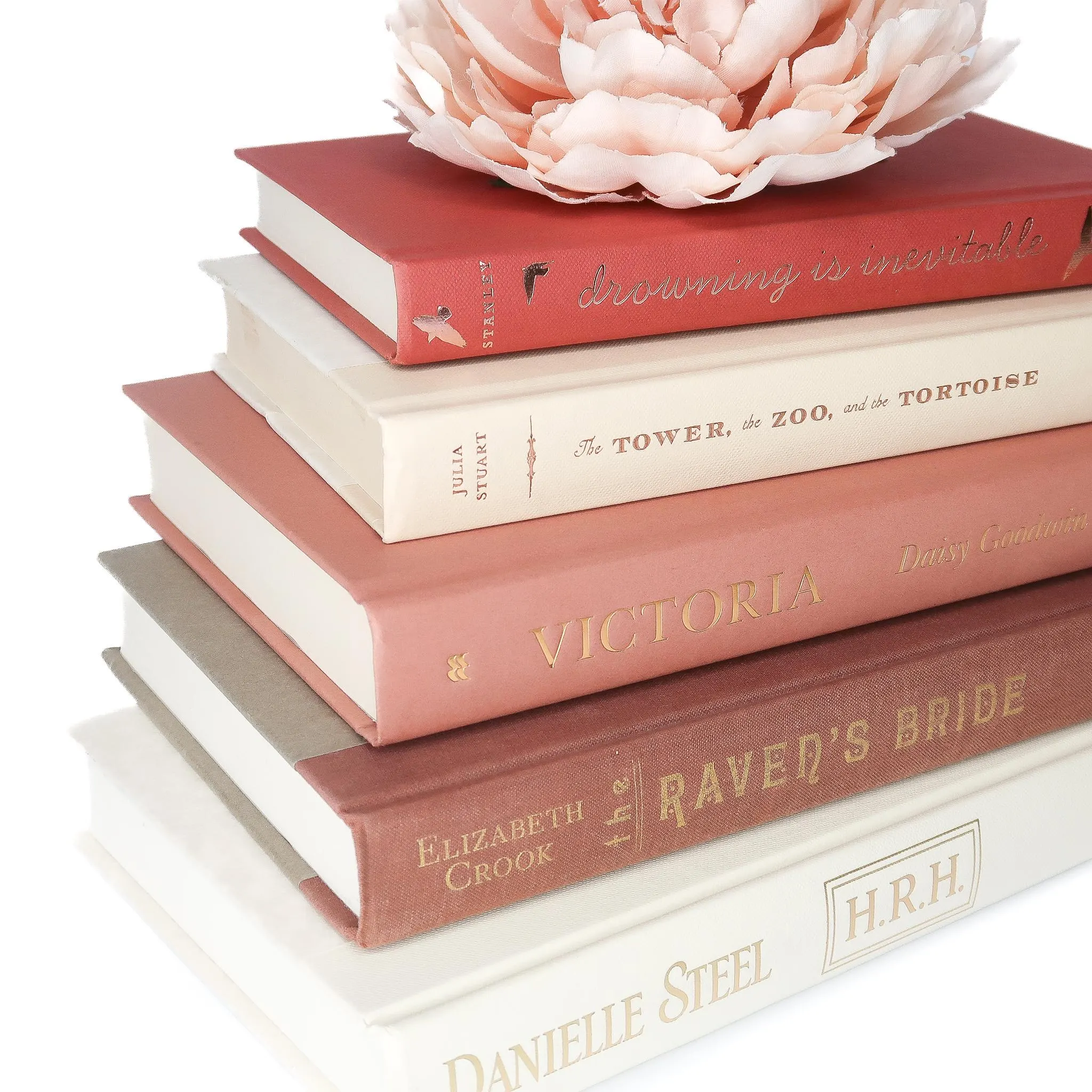 Rose Gold Pink Mauve Cream Decorative Book Stack - Spring Home Decor Books - Staging Books Coffee Table Books -Rose Gold Book Decor