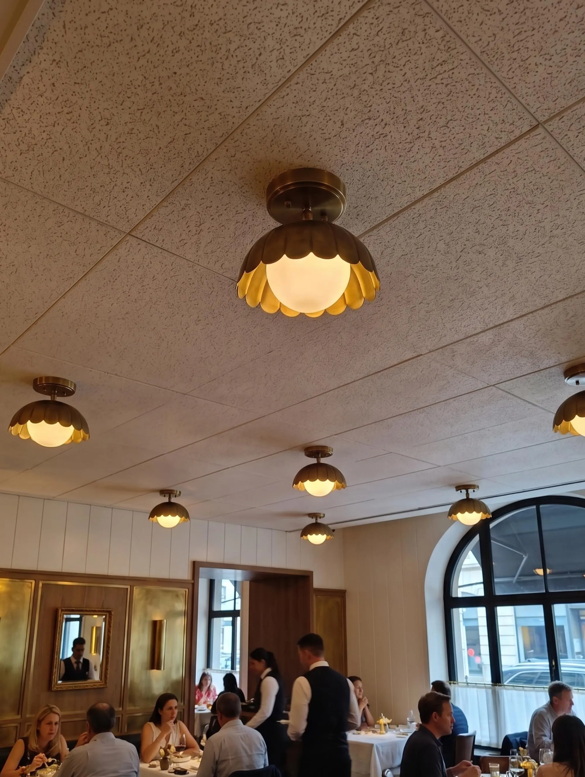 Mid Century Brass Ceiling Light Minimalist Flush Mount Pendant Dome Style Bowl Lamp Lighting