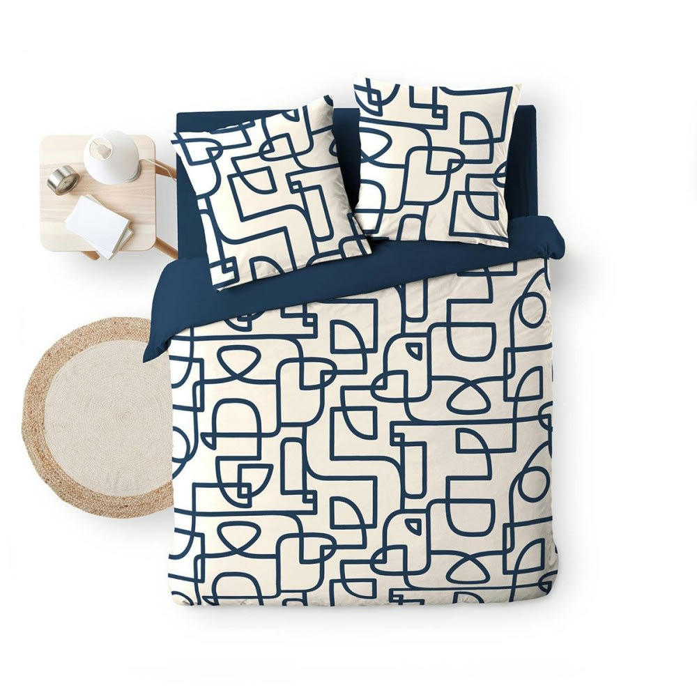 - Parure de couette 100% coton 57 fils imprimée 240x220 2 taies