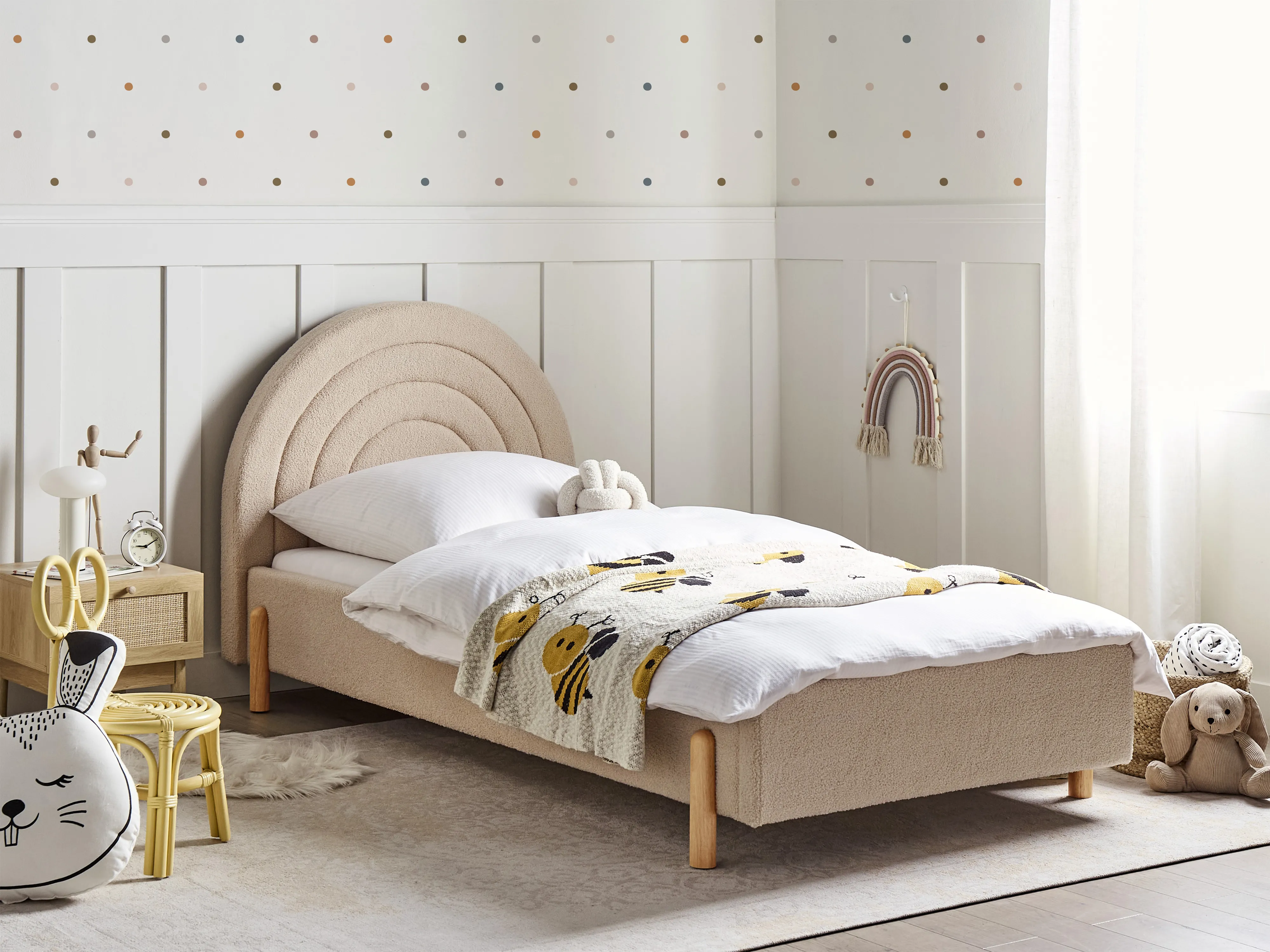 Kids Bed Boucle ANET 90 x 200 cm (EU Single) Beige