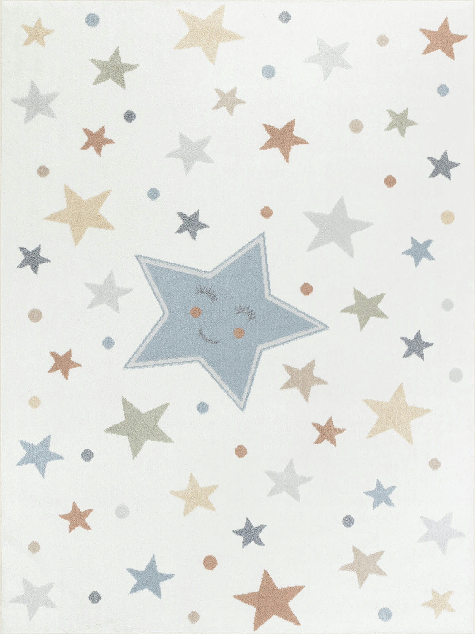 SUPERMAMA - Tapis Enfant Lavable Étoiles Multicolore/Bleu 120x170