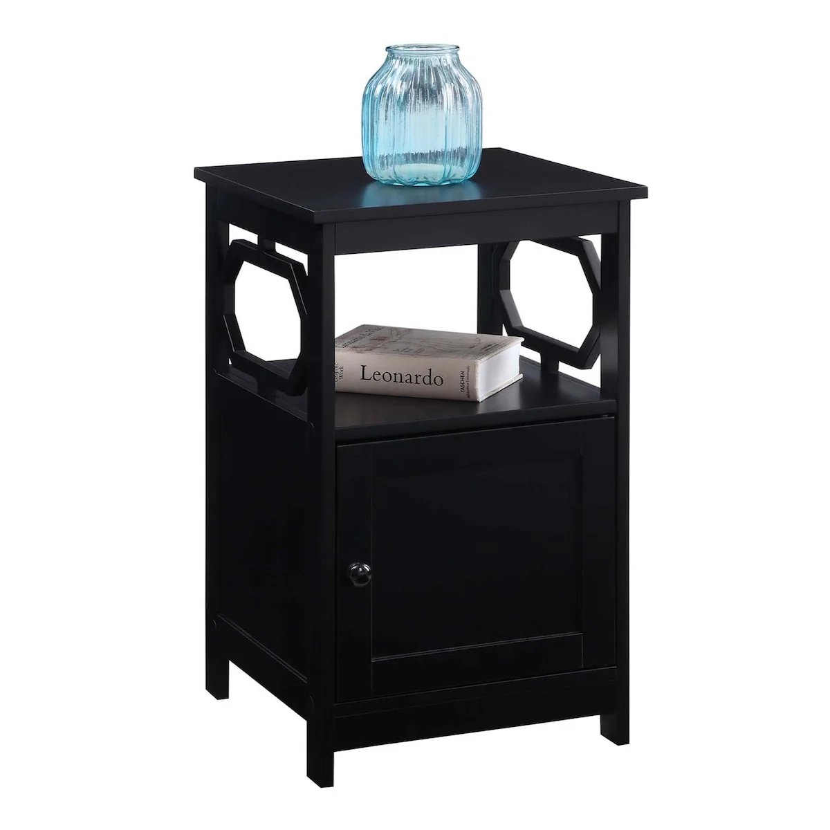 Omega End Table with Storage Cabinet and Shelf